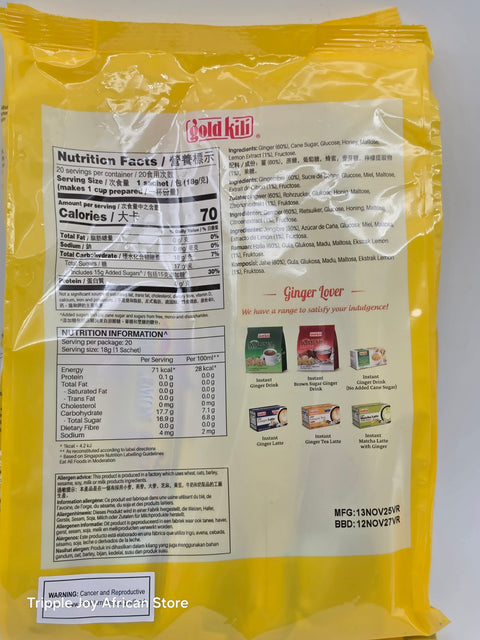 Gold Kili Ginger Lemon Drink 20 Sachets