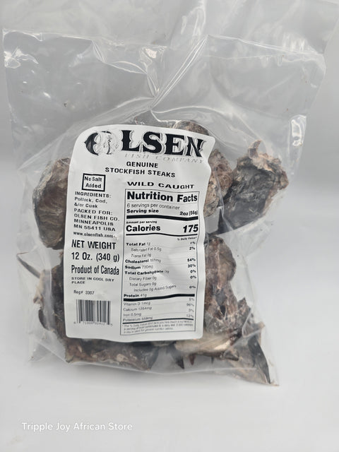 Olsen stockfish steak 12oz- Premium Dried Cod Fish