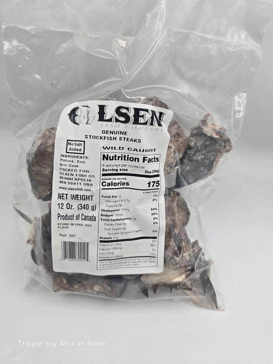 Olsen stockfish steak 12oz- Premium Dried Cod Fish