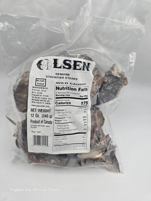 Olsen stockfish steak 12oz- Premium Dried Cod Fish